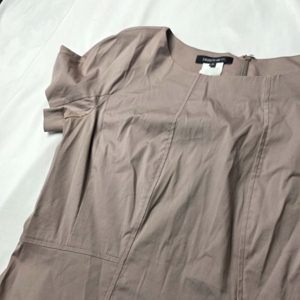 Lafayette 148 New York Taupe Short-Sleeve Peplum Top - Picture 4 of 8